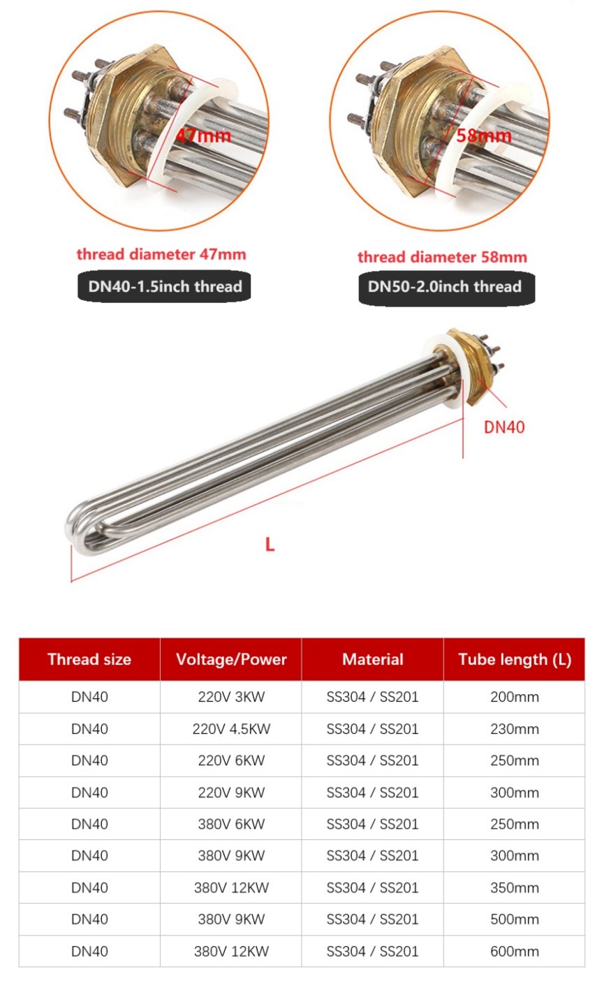 flange immersion heating element